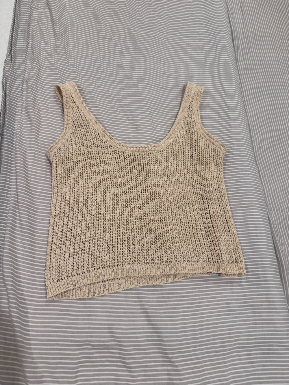 vestique Beige Open-Knit Tank Top